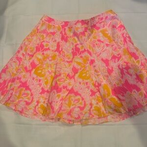 Lilly Pulitzer Pink and Yellow Floral Skater Skirt